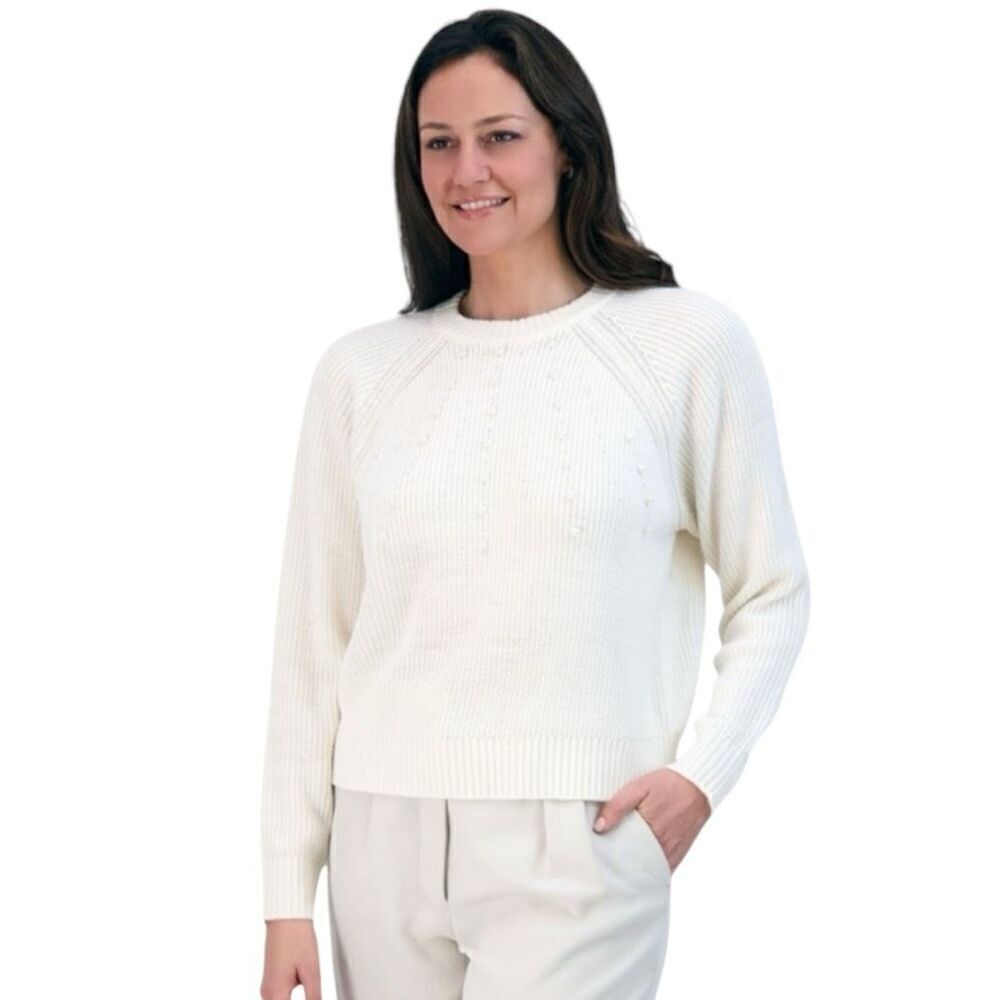 French Connection Women's Embellished Cream Sweater Size XL